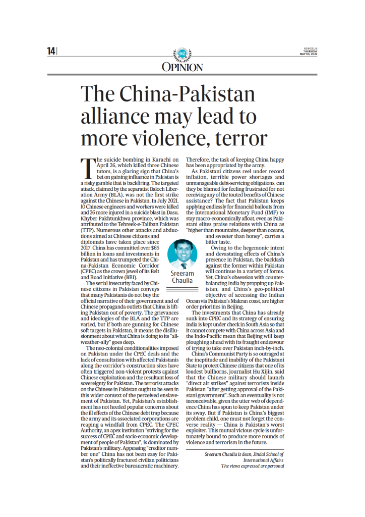 The China-Pakistan Alliance May Lead to More Violence, Terror
