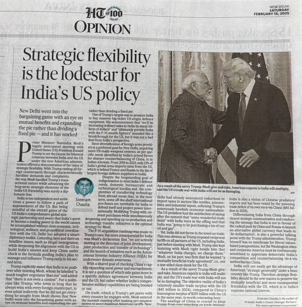 Strategic Flexibility is the Lodestar for India’s US Policy