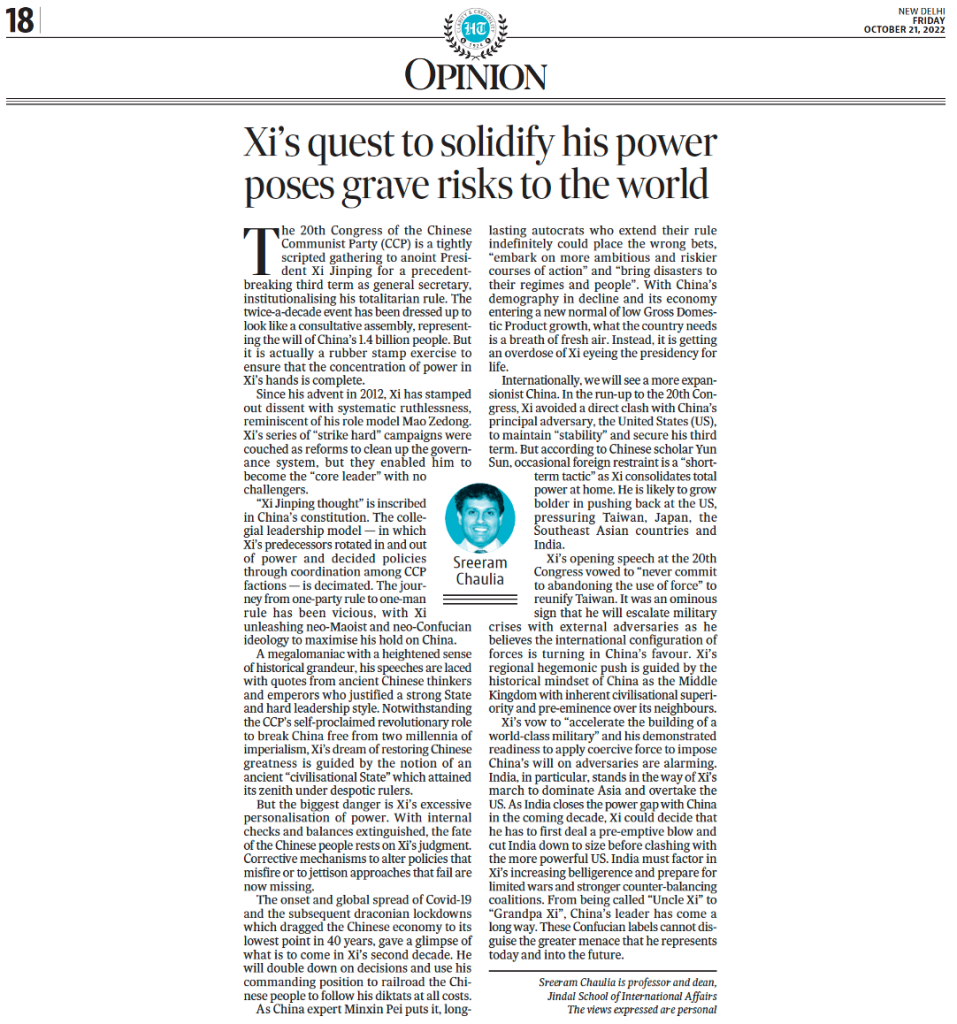 Xi’s Quest to Solidify his Power Poses Grave Risks to the World