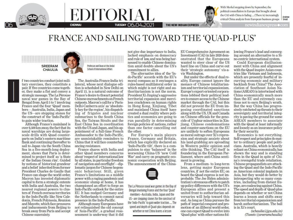 France and Sailing Toward the ‘Quad-Plus’