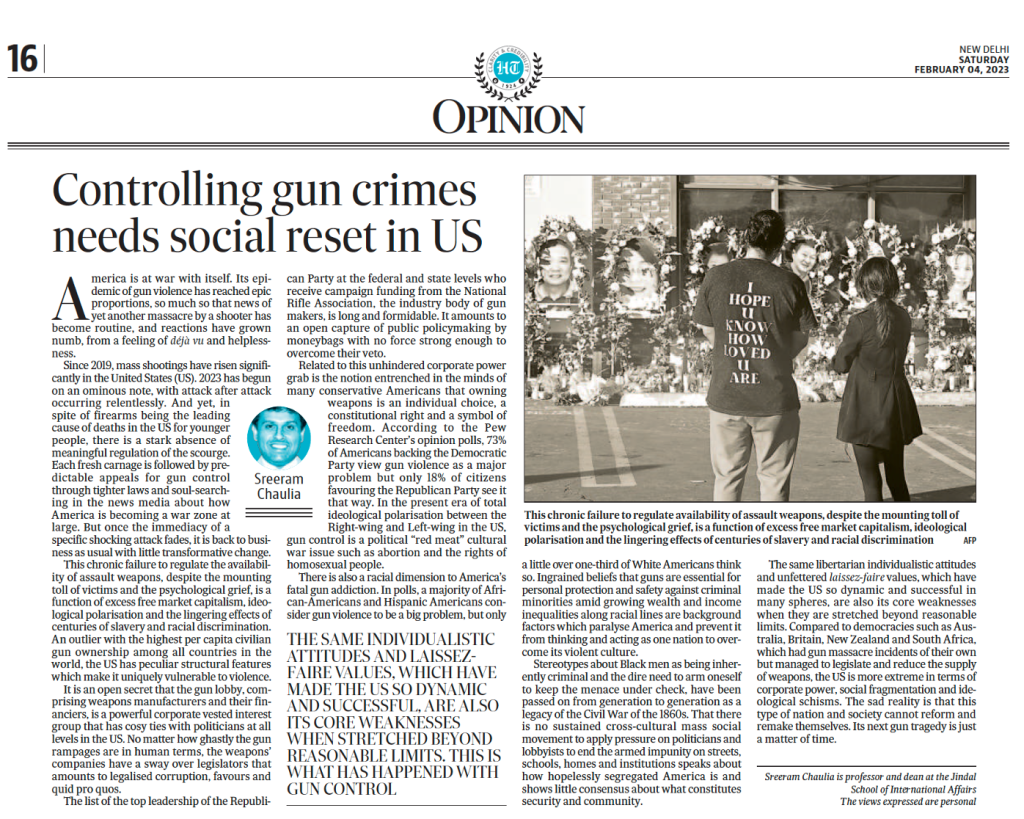 Controlling Gun Crimes Needs Social Reset in US