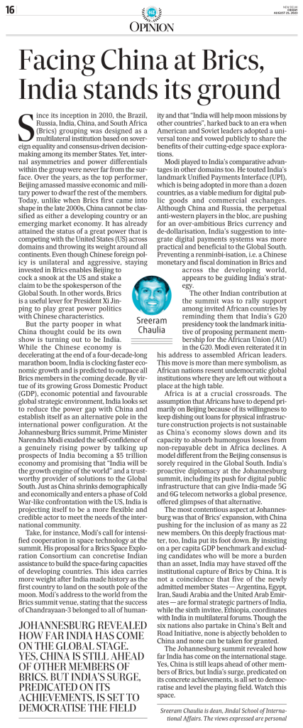 Facing China at BRICS, India Stands its Ground