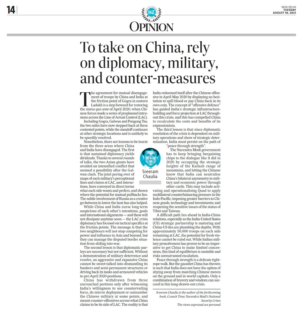 To Take on China, Rely on Diplomacy, Military, and Counter-Measures
