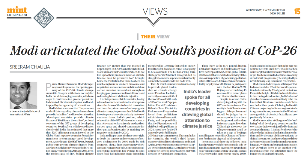 Modi Articulated the Global South’s Position at CoP-26