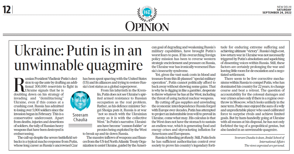 Ukraine: Putin is in an Unwinnable Quagmire