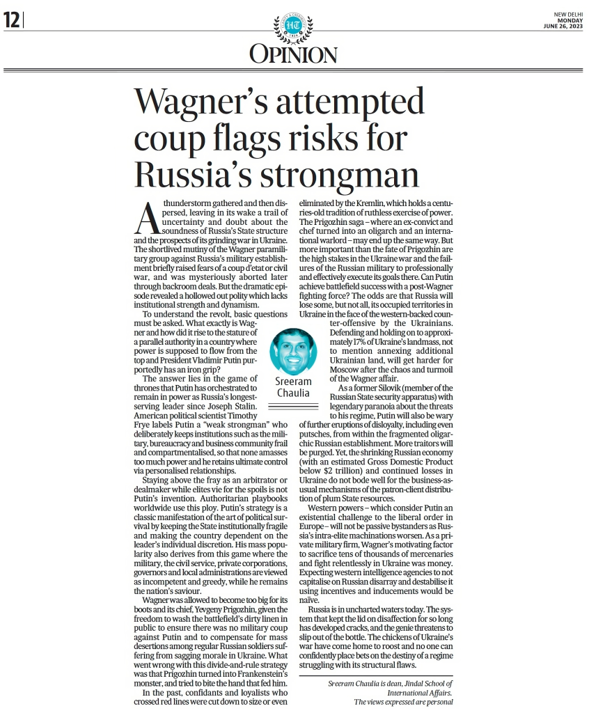 Wagner’s Attempted Coup Flags Risks for Russia’s Strongman